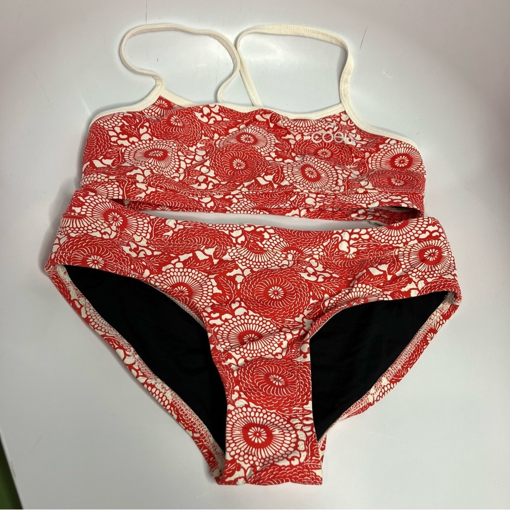 Coeur red & white bikini swimsuit maternity friendly women’s size small